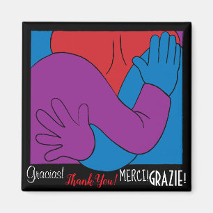 Magnet Square Thank You and Merci