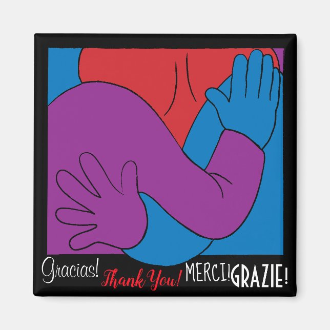 Magnet Square Thank You and Merci (Front)