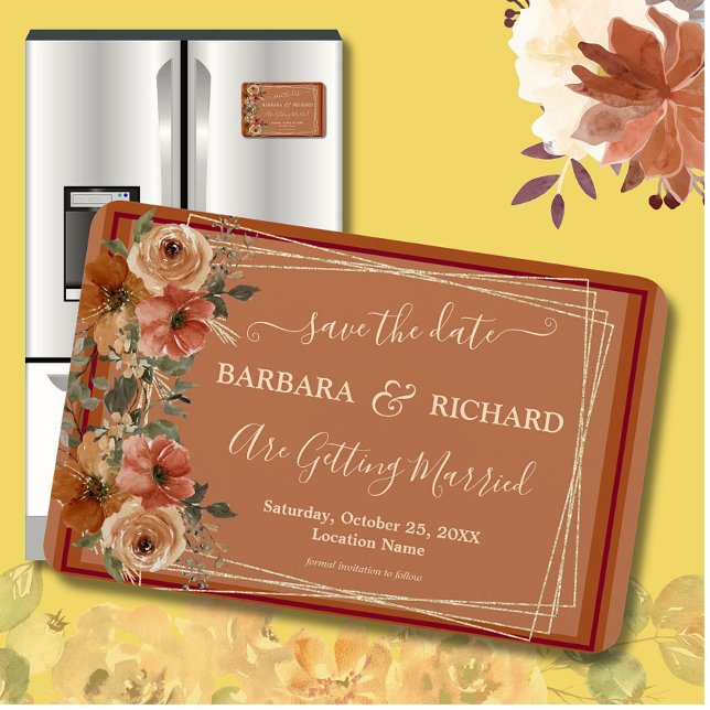 MAGNET Terracotta Floral Élégant Date de sauvegard (Créateur téléchargé)