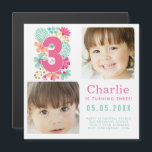 MAGNET Third Three 3rd Birthday Party Photo<br><div class="desc">Trendy,  modern,  colourful,  bright,  pastel coloured design by Pip Gerard (Pip Pip Hooray).. Make your own personalized number 1 1st birthday flexible magnet with 2 photos to included in the frame/template.</div>