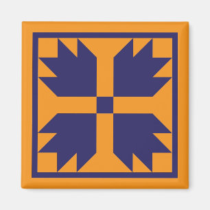 Magnet - UC Bear Paw Quilt Block (blue on gold)