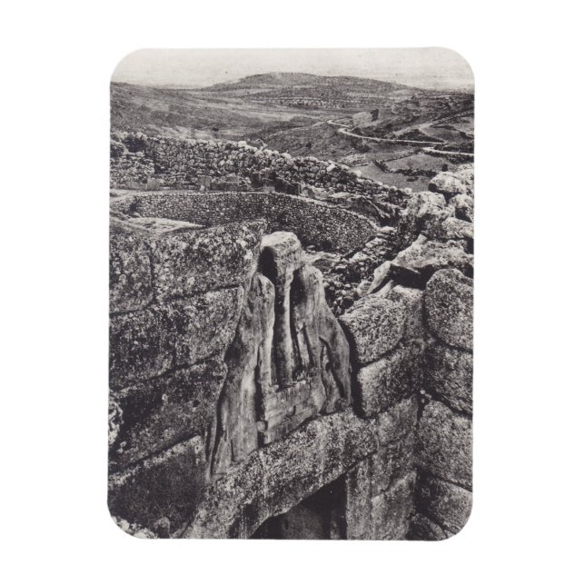 Magnet Unique Antique View LionsGate Mycenae Greek (Vertical)