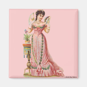 MAGNET VICTORIAN ERA FRENCH DAME AVEC LES FANS