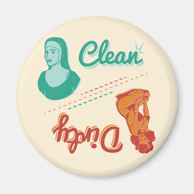 Magnet ~ Vintage Retro Clean Dirty Dishwasher (Front)