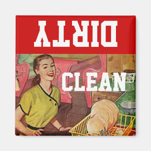 Magnet Vintage Retro Happy Homemaker Dish washer