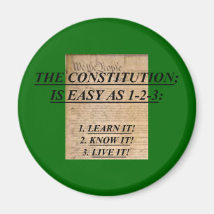 Magnet w/ The Constitution Is Easy As 1-2-3: