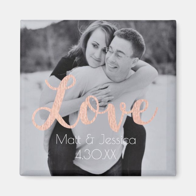 Magnet Wedding Favor- Photo with Rose Gold (Devant)