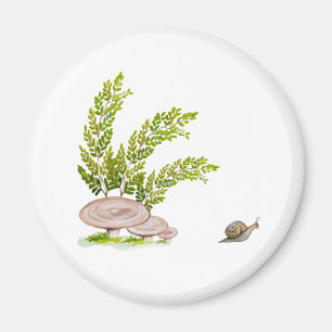 Magnet with cute watercolor image of a mushroom