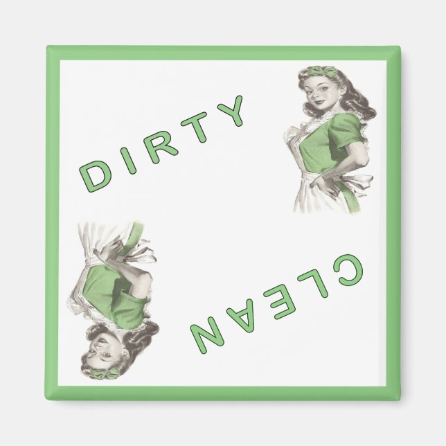 Magnet with Dirty Clean Dishwasher Maid Print (Front)