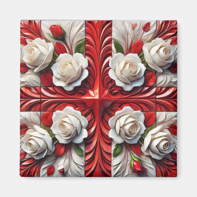 Magnet with English Roses Design (Front)