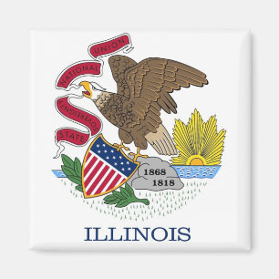 Magnet with Flag of Illinois State - USA