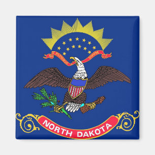 Magnet with Flag of North Dakota State - USA