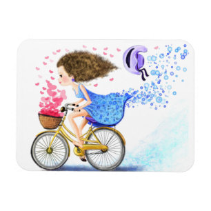 Magnet with Girl On A Bike Romantic Love Gift