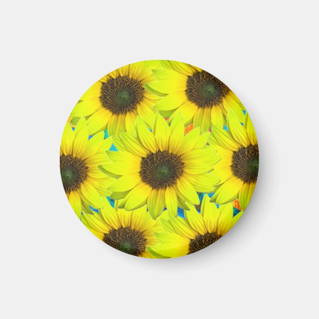 magnet with yellow small sunflower flowers (Front)