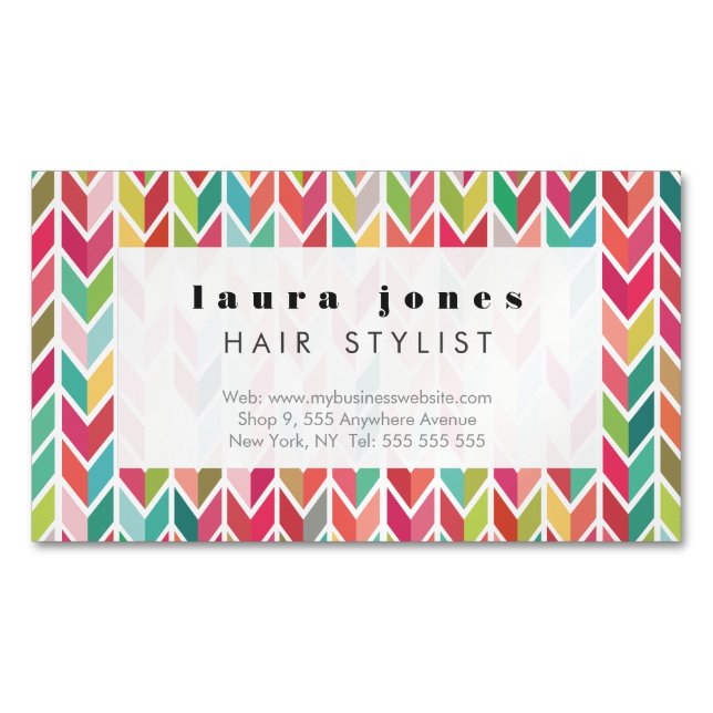Magnetic Aztec Arrows Pattern Business Card (Front)