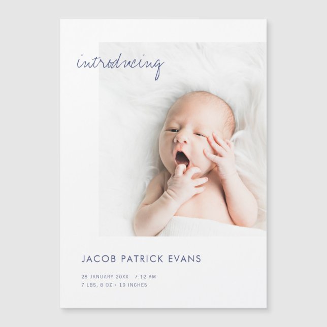 Magnetic Birth Announcement Card with Custom Photo (Front)