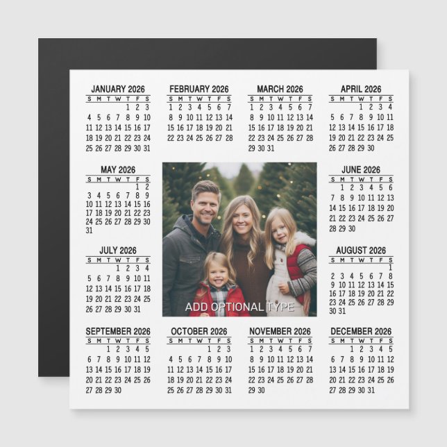 Magnetic Calendar Square with Photo (Front/Back)