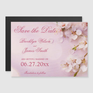 Magnetic Cherry Blossom Elegant Save The Date Magn Invitation