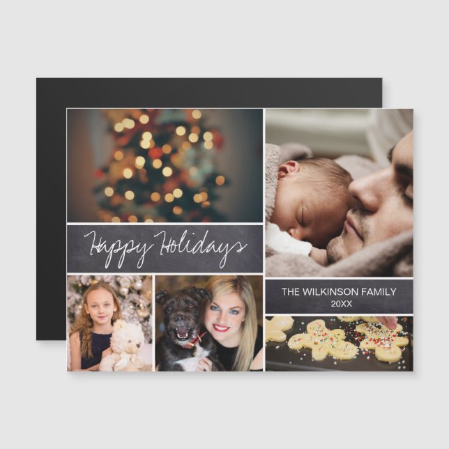 Magnetic Christmas Family Collage Photo Holidays (Front/Back)