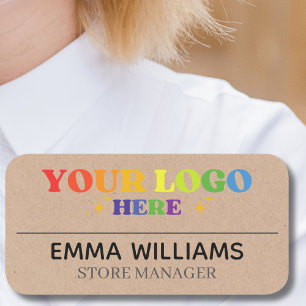 Magnetic Company Employee kraft Rustic Name Tag