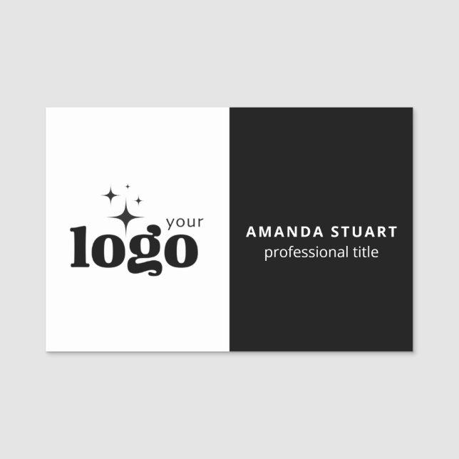 Magnetic Custom Employee Name Tag with Logo & Job  (Front)