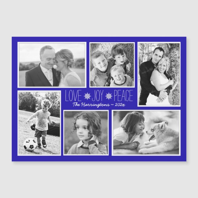 Magnetic Family Christmas Six Photos Card (Front)