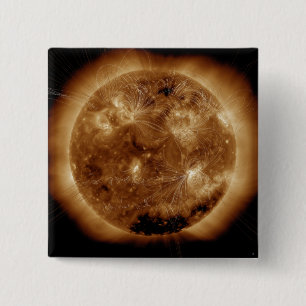 Magnetic field lines on the Sun 2 2 Inch Square Button
