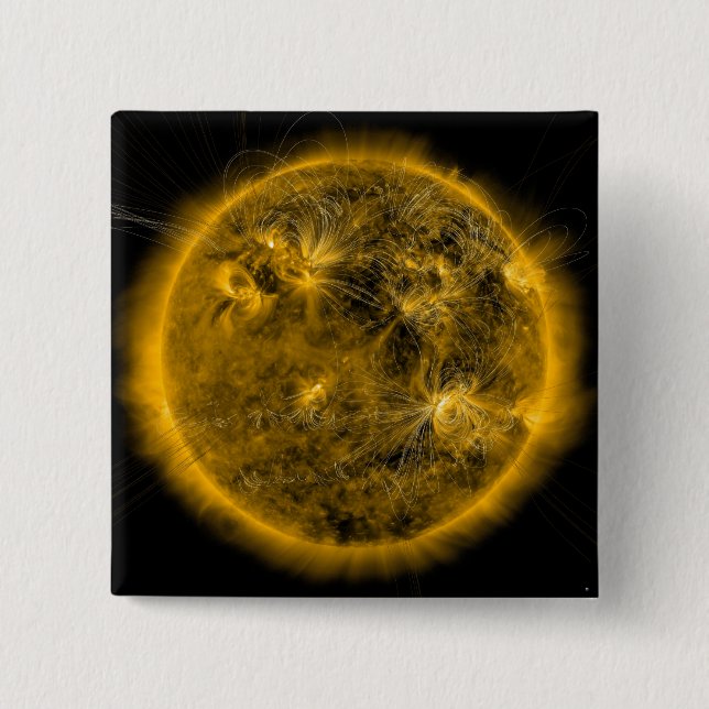 Magnetic field lines on the Sun 2 Inch Square Button (Front)