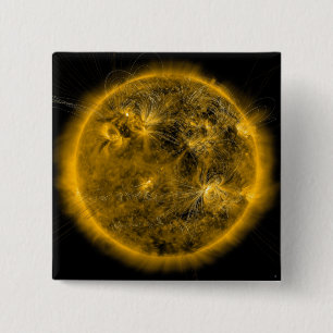 Magnetic field lines on the Sun 2 Inch Square Button