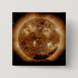 Magnetic field lines on the Sun 2 Inch Square Button