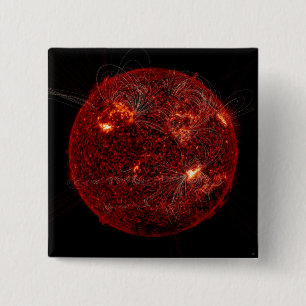 Magnetic field lines on the Sun 3 2 Inch Square Button