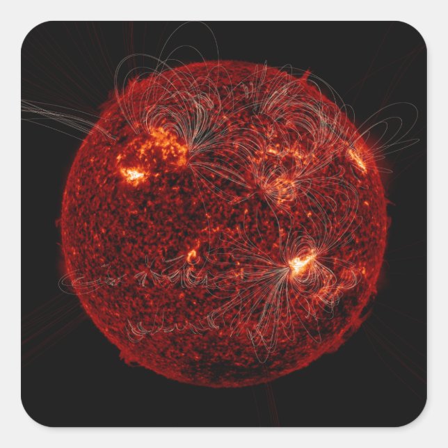 Magnetic field lines on the Sun 3 Square Sticker (Front)