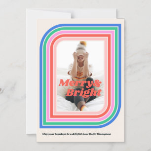 Magnetic Merry & Bright Retro Holiday Photo Card