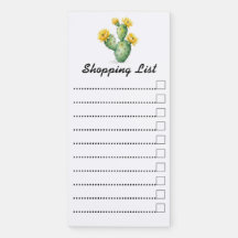 Magnetic Notepad Shopping List Watercolour Cactus