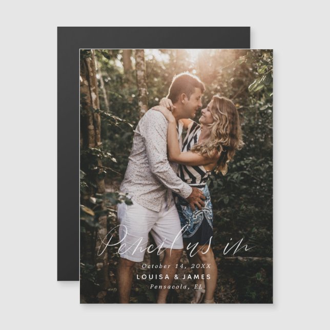 Magnetic Pencil Us In Save the Date Photo Card (Front/Back)