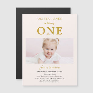 Magnetic Photo 1st Birthday invitation