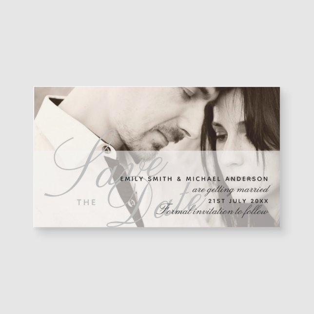 Magnetic PHOTO Wedding Save The Date OVERLAY TEXT (Front)