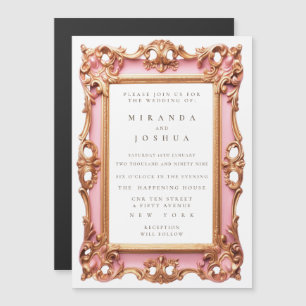 MAGNETIC Pink Gold Ornate Filigree Frame Invitation
