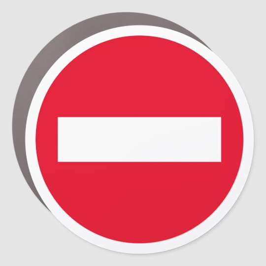 Magnetic Round Red Stop Sign Do Not Enter Symbol Zazzle Ca