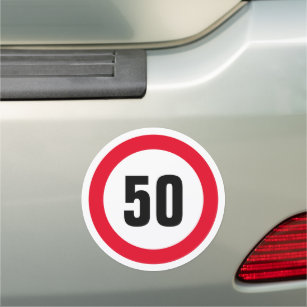 Magnetic round speed limit sign 50 mph for vehicle