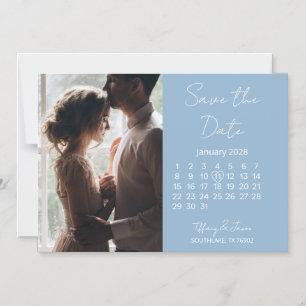 Magnetic Save the Date 31 Days Calendar Light Blue Invitation