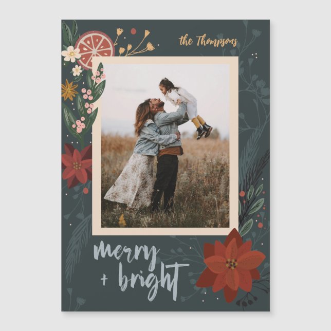 Magnetic Winter Spice Flat Holiday Photo Card (Front)