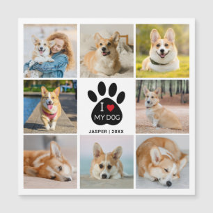 Magnétique 8 Collage Photo Cœur J'Aime Mon Chien Carte Magnét
