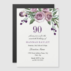 Magnétique 90e anniversaire Invitation : Elégant Plum Purple 