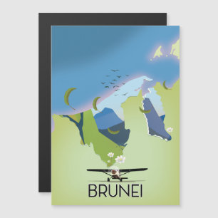 Magnétique Affiche de voyage carte de Brunei