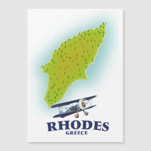 Magnétique Affiche de voyage carte de l'île de Rhodes, Grèce.