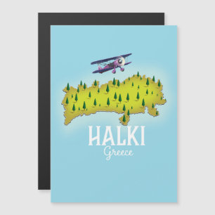 Magnétique Affiche de voyage illustrée de la carte de Halki G