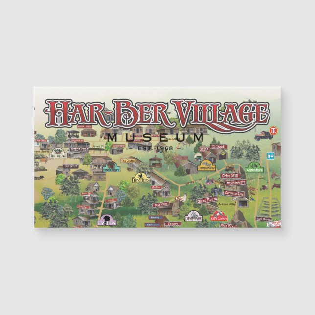 Magnétique Aimant 15c de carte de musée de village de (Devant)