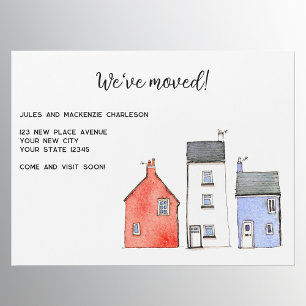 Magnétique Aquarelle Maison Changement d'adresse Carte magnét