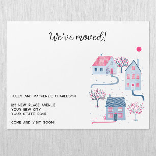 Magnétique Aquarelle Maison Changement d'adresse Carte magnét